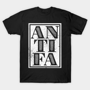 AntiFa Vintage Distressed White T-Shirt